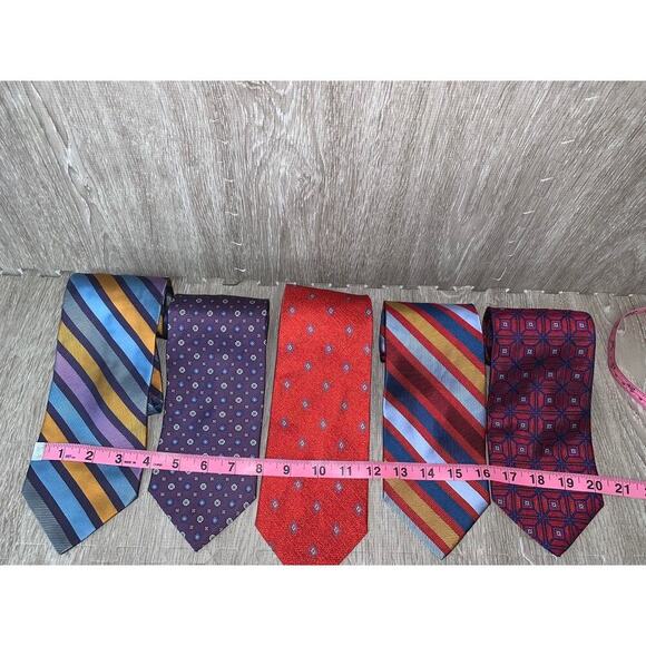 Jos. A. Bank  Men's Silk Striped‎ Necktie Set of 5 Multicolor - Picture 2 of 13